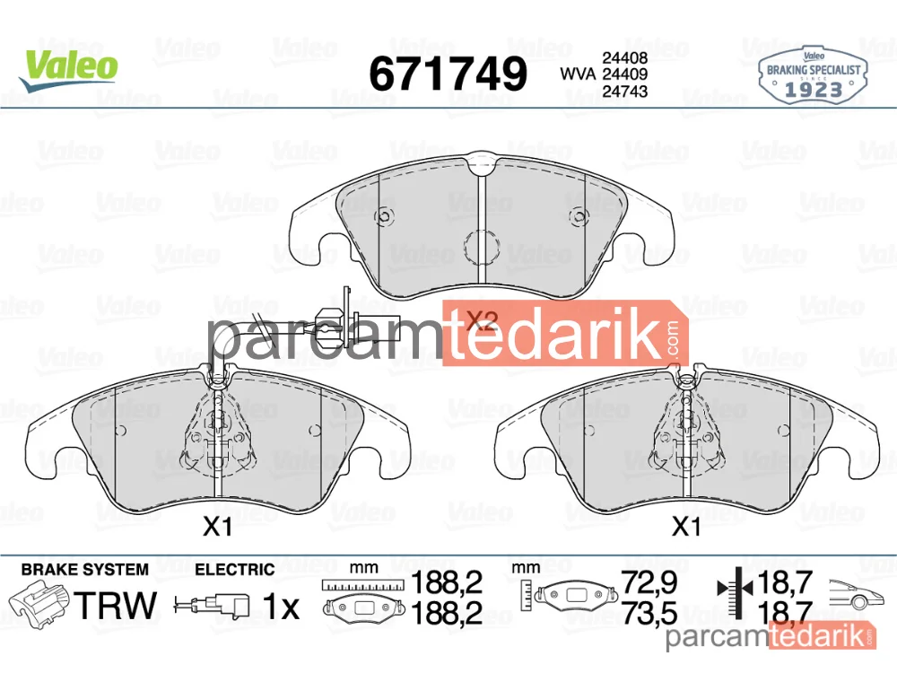 671749 | Fren Balatası — Audi A6 C7, Audi A7, Audi Q5